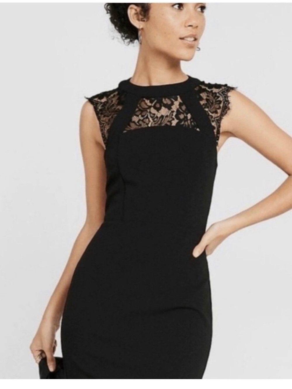 Express Lace-Trim Mini Sheath Dress